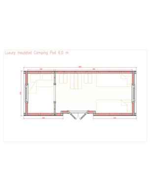Insulated Camping Pod with side entrance/2,4 x 6,0m