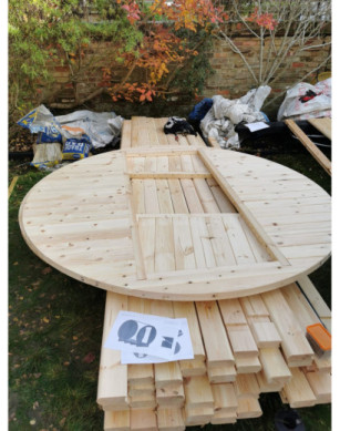 4,0m long Pine Barrel Sauna (Ø 1.97 m) with changing room