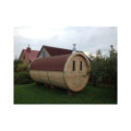 4,8m long Pine Barrel Sauna (Ø 1,97 m) with changing room
