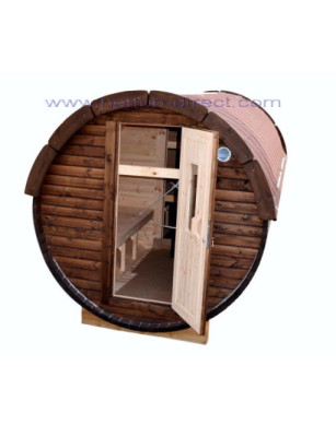 4,8m long Pine Barrel Sauna (Ø 1,97 m) with changing room