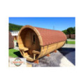 4,8m long Pine Barrel Sauna (Ø 1,97 m) with changing room
