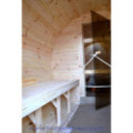4,8m long Pine Barrel Sauna (Ø 1,97 m) with changing room