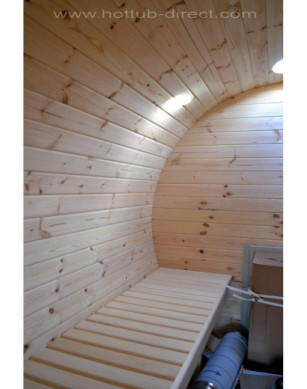 4,8m long Pine Barrel Sauna (Ø 1,97 m) with changing room