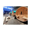 4,8m long Pine Barrel Sauna (Ø 1,97 m) with changing room