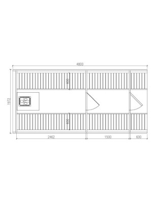 4,8m long Pine Barrel Sauna (Ø 1,97 m) with changing room