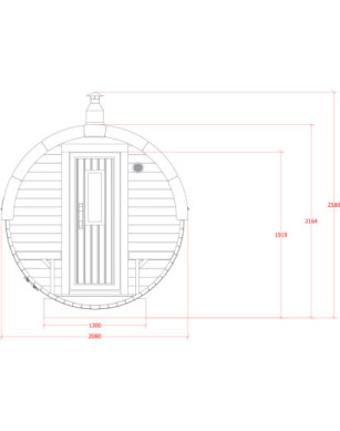 4,8m long Pine Barrel Sauna (Ø 1,97 m) with changing room