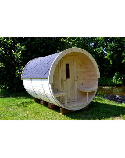 2,4m long Pine Barrel Sauna (Ø 2,27 m)