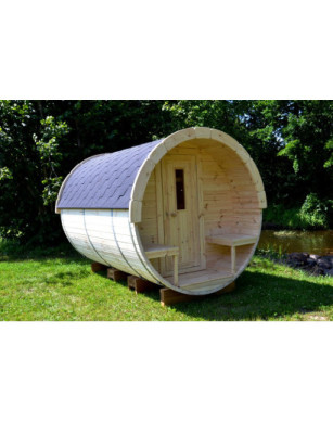 2,4m long Pine Barrel Sauna (Ø 2,27 m)