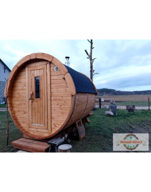 2,4m long Pine Barrel Sauna (Ø 2,27 m)