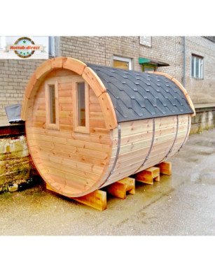 2,4m long Pine Barrel Sauna (Ø 2,27 m)