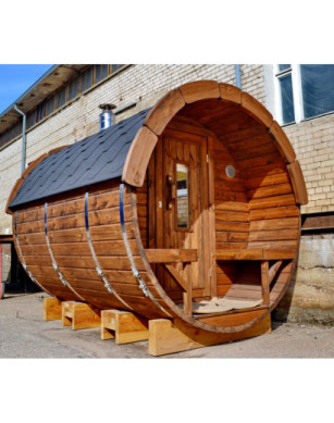 2,4m long Pine Barrel Sauna (Ø 2,27 m)