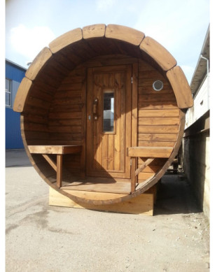 2,4m long Pine Barrel Sauna (Ø 2,27 m)