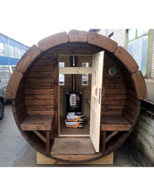 2,4m long Pine Barrel Sauna (Ø 2,27 m)