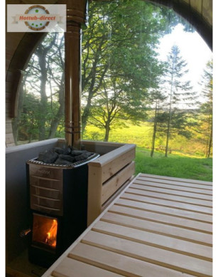 2,4m long Pine Barrel Sauna (Ø 2,27 m)