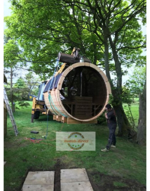 2,4m long Pine Barrel Sauna (Ø 2,27 m)