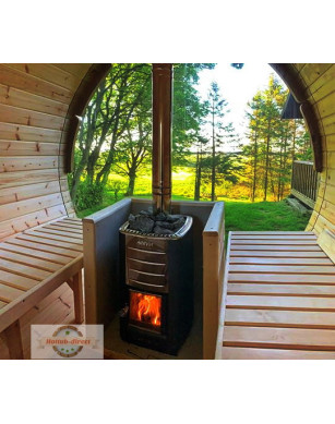 2,4m long Pine Barrel Sauna (Ø 2,27 m)