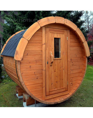 1,7m long Barrel Sauna (Ø 1.97 m) with Electric Heater