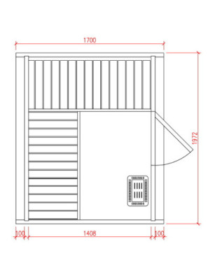 1,7m long Barrel Sauna (Ø 1.97 m) with Electric Heater