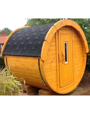 1,7m long Barrel Sauna (Ø 1.97 m) with Electric Heater