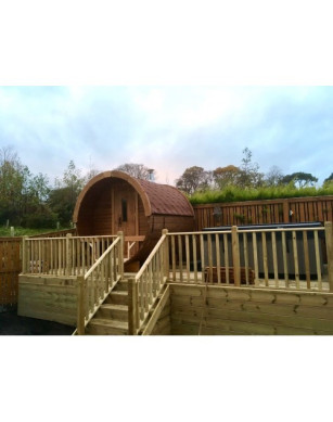 1,7m long Barrel Sauna (Ø 1.97 m) with Electric Heater