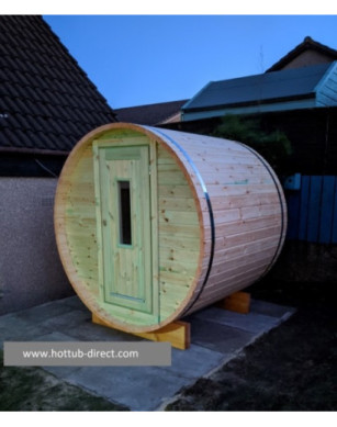 1,7m long Barrel Sauna (Ø 1.97 m) with Electric Heater
