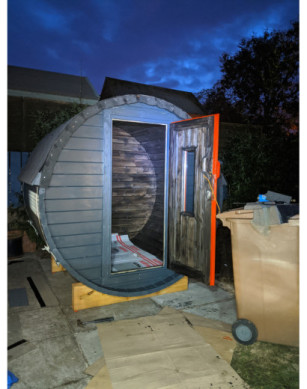 1,7m long Barrel Sauna (Ø 1.97 m) with Electric Heater
