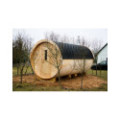 4,8m long Pine Barrel Sauna (Ø 2,27 m) with changing room