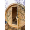 4,8m long Pine Barrel Sauna (Ø 2,27 m) with changing room