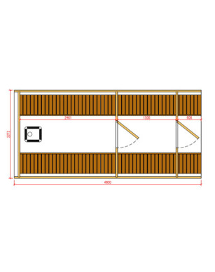 4,8m long Pine Barrel Sauna (Ø 2,27 m) with changing room