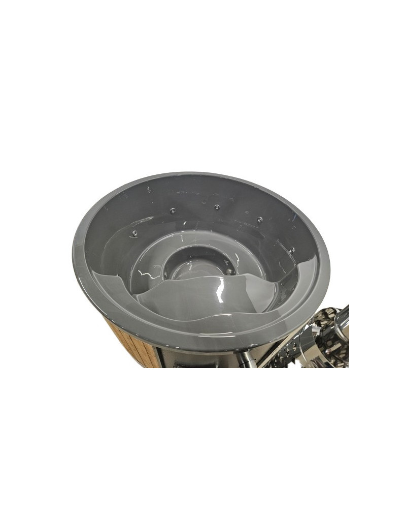 GREY ACRYLIC HOTTUB WITH INTEGRATED WOODEN FIRED HEATER IN STOCK GREY ACRYLIC HOTTUB WITH INTEGRATED WOODEN FIRED HEATER IN STOCK