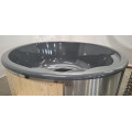 GREY GLASS FIBER HOTTUB WITH INTEGRATED WOODEN FIRED HEATER IN STOCK