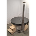 GREY GLASS FIBER HOTTUB WITH INTEGRATED WOODEN FIRED HEATER IN STOCK
