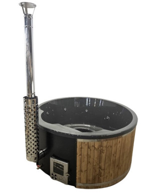 GREY ACRYLIC HOTTUB WITH INTEGRATED WOODEN FIRED HEATER IN STOCK