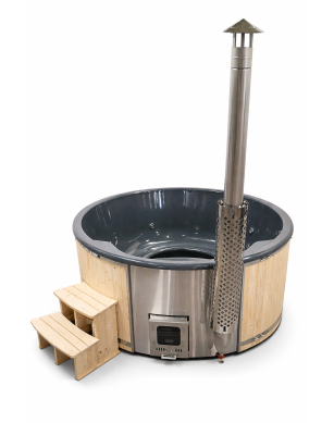 3D configuration: Ø 200cm fiberglass hot tub with integrated heater
