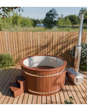 3D configuration: Ø 225cm fiberglass hot tub with integrated heater