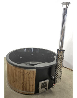 GREY ACRYLIC HOTTUB WITH INTEGRATED WOODEN FIRED HEATER IN STOCK
