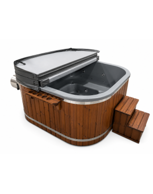 SQUARE GLASS FIBER HOT TUB WITH OUTSIDE HEATER
