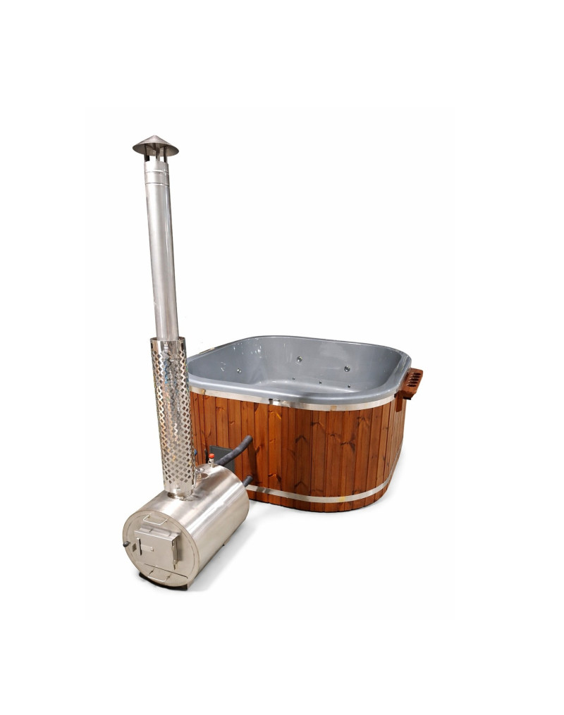 SQUARE GLASS FIBER HOT TUB WITH OUTSIDE HEATER