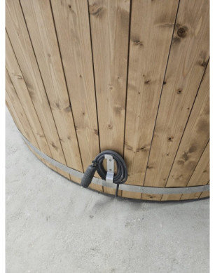 GREY ACRYLIC HOTTUB WITH INTEGRATED WOODEN FIRED HEATER IN STOCK