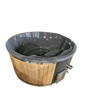 GREY ACRYLIC HOTTUB WITH INTEGRATED WOODEN FIRED HEATER IN STOCK