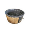 GREY ACRYLIC HOTTUB WITH INTEGRATED WOODEN FIRED HEATER IN STOCK