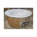 WHITE ACRYLIC HOTTUB WITH INTEGRATED WOODEN FIRED HEATER IN STOCK