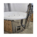 WHITE ACRYLIC HOTTUB WITH INTEGRATED WOODEN FIRED HEATER IN STOCK