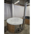 WHITE ACRYLIC HOTTUB WITH INTEGRATED WOODEN FIRED HEATER IN STOCK