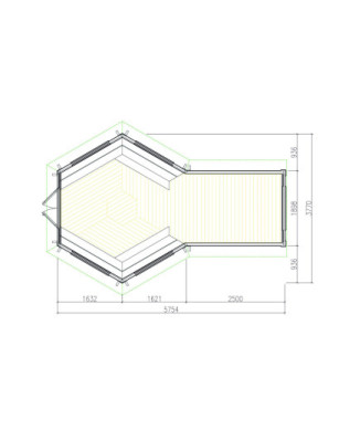 9.2 m² Pavilion with 2.5 m extension