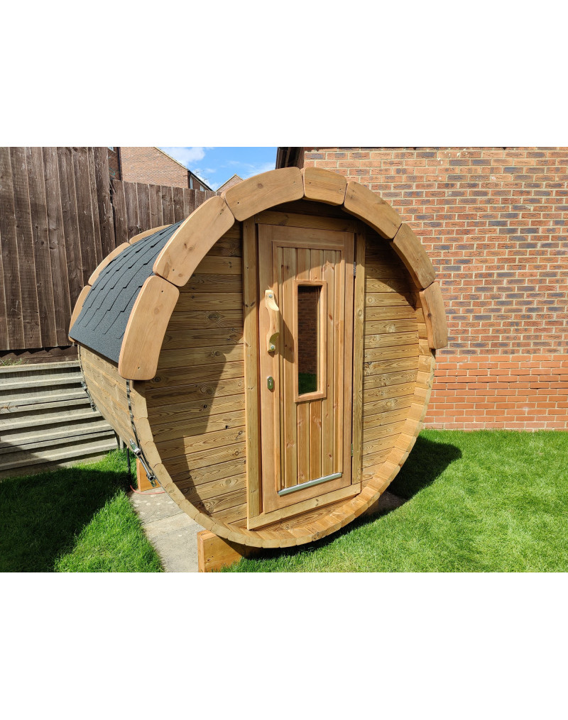 2,4m long Thermowood Barrel Sauna (Ø 2,27 m)