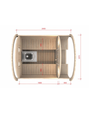 2,4m long Thermowood Barrel Sauna (Ø 2,27 m)