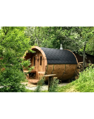 2,4m long Thermowood Barrel Sauna (Ø 2,27 m)