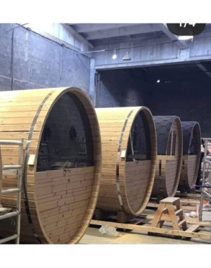 2,4m long Thermowood Barrel Sauna (Ø 2,27 m)