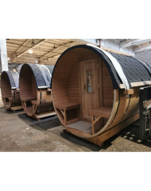 2,4m long Thermowood Barrel Sauna (Ø 2,27 m)